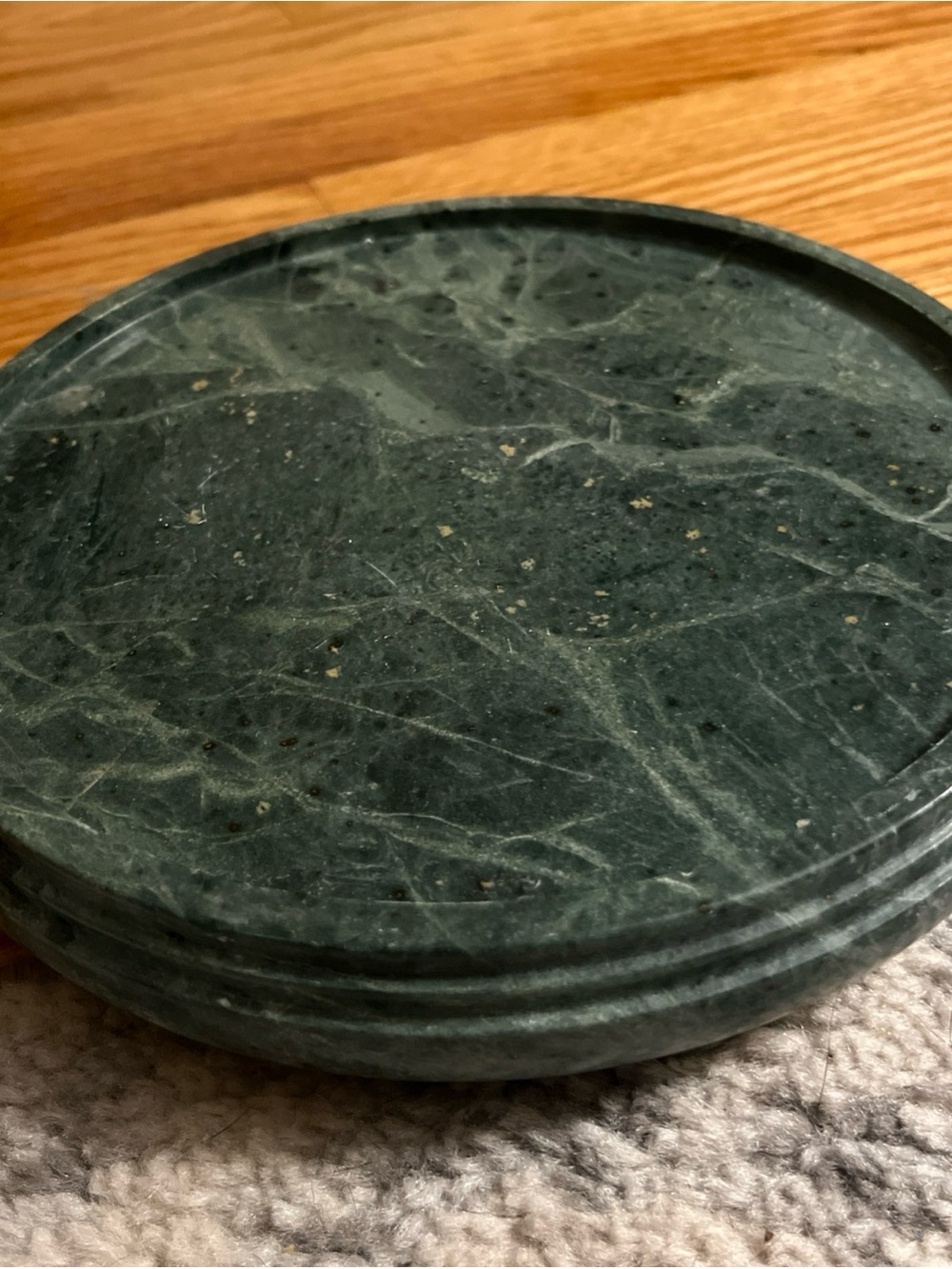 Elegant Green Marble Serving Tray, 7.5 Inch Round for Home Decor and Storage
